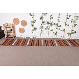 Tapis moderne en laine à rayures marron 2.4x12.4 pieds Jacquard Technique Rectangle Forme Viscose Salon Couloir Chevet Tapis Latex - Product Image 1