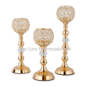 Bougeoir en cristal plaqué or fait à la main, style Noël et mariage, porte-bougie en métal, matériau en aluminium - Product Image 5