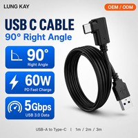 Cable USB C de 90 Grados con Ángulo Recto, 60W PD, Carga Rápida, USB 3.0 a Tipo C, Cable de Datos de 5Gbps para Teléfono y Juegos, OEM, ODM, Personalizado