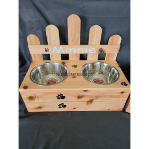 Cuencos de alimentación para perros de acero inoxidable pulido de alta calidad, antideslizantes, ecológicos, con soporte de madera maciza, comederos para mascotas - Product Image 2