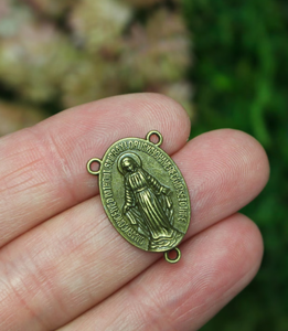 맞춤형 도매 기적의 메달 로사리오 센터피스 22x14mm - 실버, 브론즈, 골드 색상으로 제공 - Product Image 5