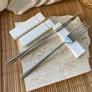 Ensemble de repose-couverts en marbre écologique, cuillère, fourchette, couteau, lavable au lave-vaisselle, fait à la main, vaisselle de luxe, porte-ustensiles, décoration de table - Product Image 2