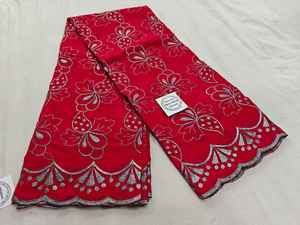 Tissu voile en coton peigné de haute qualité, respirant, broderie traditionnelle multicolore, thoub pour femmes, lafaya, thoub soudanais - Product Image 6