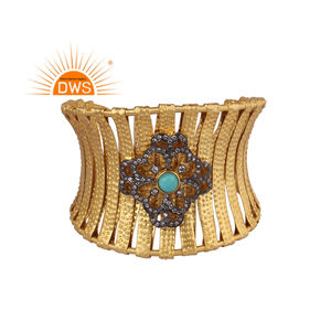 Bracelet en argent sterling plaqué or 18k naturel multi-pierres précieuses, fabricant de bijoux fins - Product Image 1