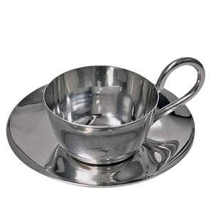 Glossy Finished <b>Tea</b> <b>Cup</b> Gifting Metal Silverware <b>Tea</b> <b>Cup</b> with <b>Saucer</b> <b>Set</b> Light Weight Coffee & <b>Tea</b> <b>Set</b> - Product Image 1