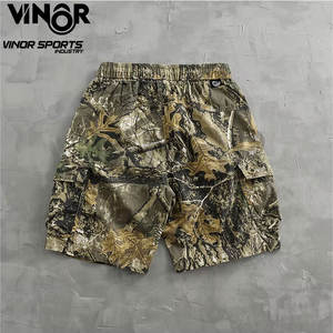 Pantalones cortos cargo de camuflaje Vintage para hombre, pantalones casuales de verano de pierna recta holgados, diseño multibolsillo, cuarto de moda - Product Image 1
