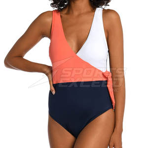 ชุดว่ายน้ำผู้หญิงแบบสองชิ้น ทรงสูง ดีไซน์ไร้รอยต่อ สีตัดกัน ระบายอากาศได้ดี ผลิตจากผ้าสแปนเด็กซ์/โพลีเอสเตอร์คุณภาพสูง - Product Image 1