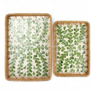 Bandeja de Servicio Flexible de Ratán Bohemio Hecha a Mano con Madreperla para Servir Comida en Restaurantes, Mesas de Comedor y Uso Doméstico, Vietnam - Product Image 1