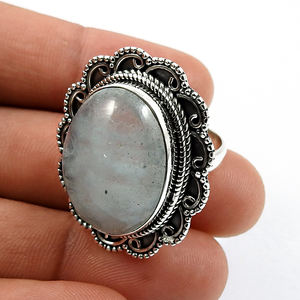 Joyería de moda para mujer, Plata de Ley 925, piedra preciosa Natural aguamarina, anillo de forma ovalada, joyería de piedra natal, Fabricante Mayorista - Product Image 3