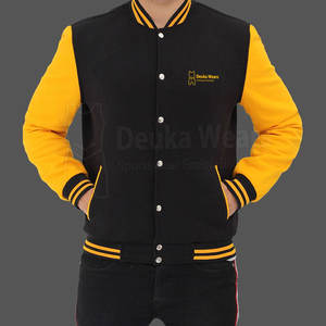 Veste de sport sur mesure pour homme, style Letterman, en coton, séchage rapide, avec broderie décorative et manches en cuir. - Product Image 3