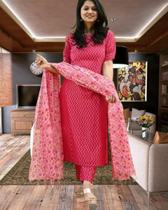 Conjunto de Kurta de Mezcla de Algodón con Estampado Completo para Venta al por Mayor, Traje Étnico de Uso Diario para Mujer, Stock de Boutique Listo para Enviar - Product Image 2