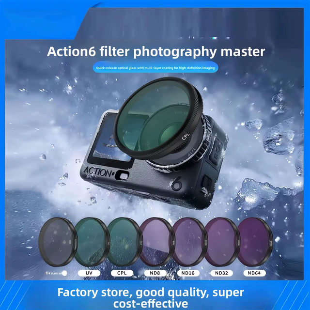 Custom Logo/Packing Available:52mm Camera Lens Filter for DJI Osmo Action 6 Multilayer Coated UV CPL ND Polarizer Accessories