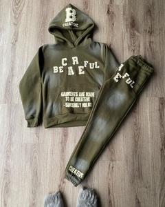 Trajes de sudor lavados con ácido personalizados para la angustia de invierno Chaqueta con capucha acampanada Conjunto de chándal con pantalones de chándal acampanados - Product Image 2