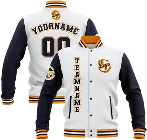 Custom Logo <b>White</b> Varsity <b>Jacket</b> for <b>Men</b> Zipper Letter Print Striped Long Sleeve Streetwear Baseball Front Logo <b>men's</b> <b>jackets</b> - Product Image 1