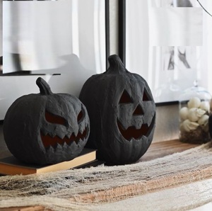 Effrayant citrouille lanterne métal Statue Halloween noir ornement pour intérieur extérieur fête de noël décor de Table pour la décoration de la maison - Product Image 1