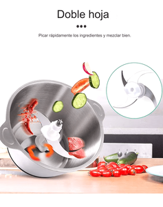 Mini Máquina Eléctrica de Alta Eficiencia para Saltear, Picadora de Acero Inoxidable con 2 Velocidades, 400W, Capacidad de 2L para Picar y Moler - Product Image 5