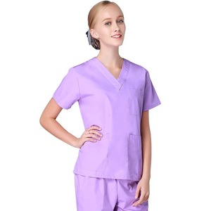 Ropa médica de manga corta para mujer, abrigo con apertura y cremallera, cuello redondo, uniforme de Enfermería de algodón, ropa de trabajo, monos de médico, veterinario - Product Image 4