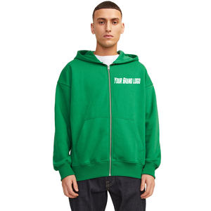 Odm/Oem Puls tamaño hombres sudaderas con cremallera completa personalizado Puff impresión Logo Sudadera con capucha para hombres bordado pulóver cremallera hombres sudaderas con capucha - Product Image 1