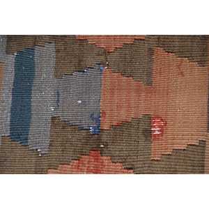 พรมวูลวินเทจแบบยาว ขนาด 2.7x11.1 ฟุต ลายคิลิมสีน้ำตาลแบบแพทช์เวิร์ค พร้อมแผ่นรองหลังทำจากยางพาราเป็นมิตรกับสิ่งแวดล้อม - Product Image 5