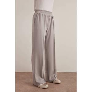 Pantalon décontracté taille haute élastique à jambes larges, respirant, teint uni, tailles XL-3XL - Product Image 6