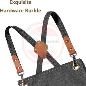 Delantal de peluquero profesional de salón para hombres y mujeres con bolsillos grandes \ Delantal ajustable con espalda cruzada de algodón - Product Image 3