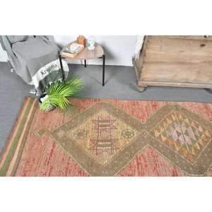 พรมสไตล์ตุรกีโบราณสไตล์โบโฮสีน้ำตาลแดงขนาด2.8 x 10.2ft พรมขนสัตว์ด้านหลังสำหรับโถงข้างเตียง - Product Image 2