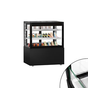 Commercial cake display <b>fridge</b> MADRID Self-Service - 435L - 1000mm - Double glazing - square - with 2 <b>glass</b> shelves - rear - Product Image 1