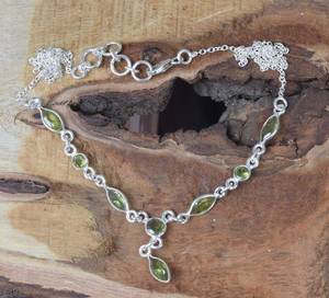 Collar de Plata de Ley 925 de diseñador hecho a mano, piedras preciosas de peridoto Natural, cadenas finas personalizables para mujer, joyería elegante para - Product Image 2