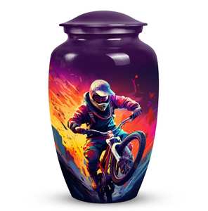 Urna de motorista paseo decorativa para cenizas humanas cremación para cenizas adultos funerario urnas conmemorativas personalizadas - Product Image 1