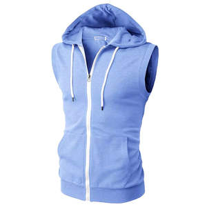 Wholesale <b>Men's</b> XL Zip-Up <b>Hoodie</b> Vest 100% Cotton Terry Fleece Winter Casual Outerwear Warmful Pockets <b>Sleeveless</b> Design Solid - Product Image 2