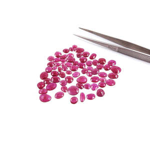 Rubis naturel de Bangkok, pierre précieuse en vrac, taille rose plate calibrée, mélanges de tailles, cabochon ovale, jaune, vert, rose, hauteur 8 mm - Product Image 1
