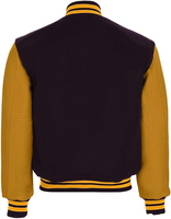 Blouson universitaire réversible chauffant personnalisable et confortable à col montant avec logo brodé vintage pour homme et femme en laine