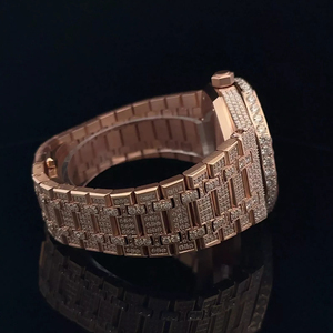 Diseño clásico logotipo personalizado Hip Hop busto abajo Iced Out Lab Grown Diamond reloj de acero inoxidable para precio al por mayor - Product Image 2