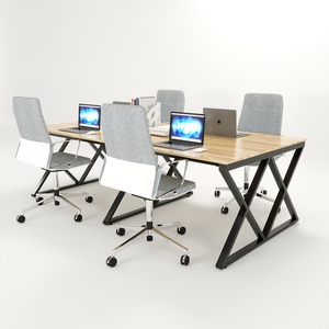 โต๊ะทำงานแบบคลัสเตอร์ 4 ชิ้นร่วมสมัยสำหรับใช้ในสำนักงานและห้องนอน (240x120) - โครงเหล็ก - Product Image 1