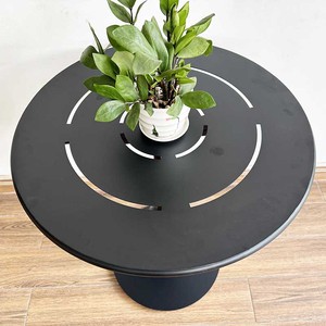 Minimally Designed <b>Outdoor</b> Cafe <b>Table</b> Durable Square Wood Top with Iron Legs CFD68144 for Courtyard Use - Product Image 5