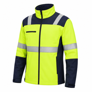 Veste de sécurité réfléchissante haute visibilité, couleur lime marine, résistante à l'eau, en tissu softshell, unisexe, vêtements de travail pour l'industrie, vente en gros personnalisée, OEM, ODM - Product Image 2
