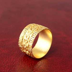New Design Gold Plated <b>Ring</b> Minimalist Om Brass Band For Men 18k Gold Plated Geometric Pattern Tribal Design Wholesale/OEM/ODM - Product Image 3