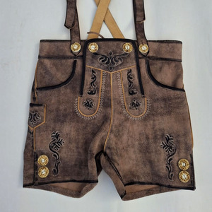 Latest Design Classy Embroidery Authentic <b>Look</b> with Beautiful Buttons <b>Shorts</b> Solid Pattern Plain Bavarian <b>Leather</b> <b>Shorts</b> - Product Image 2