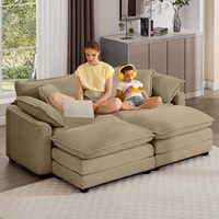 Canapé cloud en tissu, canapé modulaire sectionnel, canapé confortable en peluche profonde avec 2 poufs et 2 oreillers