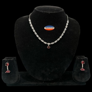 Juego de collar y aretes de diamantes artificiales de lujo para mujer, perfecto para bodas, fiestas, festivales y uso diario de la moda - Product Image 3