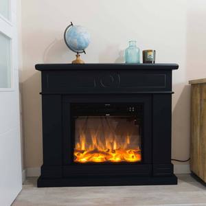 Mpc Camino Lipari Cheminée Au Sol Avec Cadre Et Brûleur Électrique Noir De 1500w Super Réaliste Et Effet Flamme Profonde Noir Mdf - Product Image 1