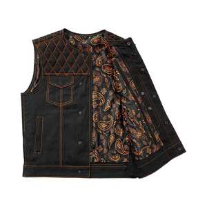 Chaleco de cuero genuino transpirable para hombre, ropa exterior de invierno de estilo informal, con decoración de botones de tela tejida - Product Image 5