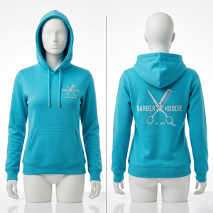 Women Men Barber Zip Up <b>Hoodie</b> 320 GSM Cotton <b>Polyester</b> Fleece Mint Green Custom Screen Print Logo Premium Quality - Product Image 5