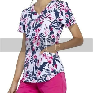 Ensemble de blouses d'infirmière unisexe Fuji imprimées à col en V, uniformes d'hôpital, travail dentaire, taille XL, résistantes à la chaleur, taille plus, blouses d'infirmière pour femmes - Product Image 4