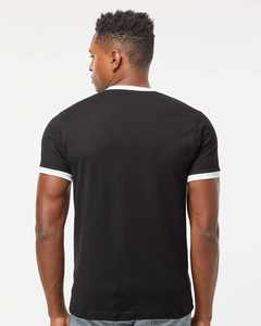 Tultex-Camiseta fina Ringer Black/ White Camiseta Contraste acanalado vinculante en escote y mangas camiseta para hombre - Product Image 3