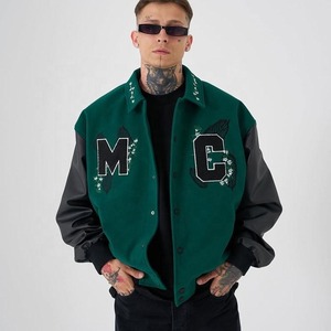 Men's Wear Clothing Varsity Letterman Jacket Embroidery Fleece Causal Varsity Baseball Bomber Letter Jacket - Product Image 1