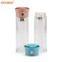 Bouteilles d'eau en verre à double paroi de haute qualité Nouveau produit Bouteille d'eau en verre avec infuseur à thé