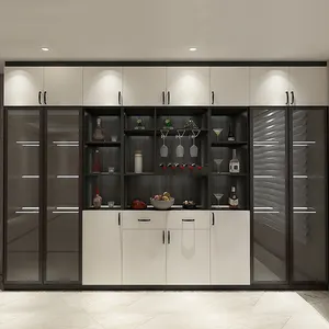현대적인 디자인 벽걸이 형 디스플레이 골든 와인 셀러 랙 홈 가구 사용 와인 캐비닛