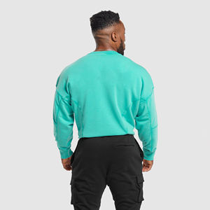Pierre lavé col rond polaire français éponge manches longues sweat lourd 450 Gsm pull en détresse délavé sweat hommes - Product Image 3