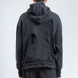 <b>Top</b> Quality Custom Blank High Quality Vintage <b>Distressed</b> Washed Rough Hoodies Oversized Sun Fade Acid Wash Hoodie for Men - Product Image 3